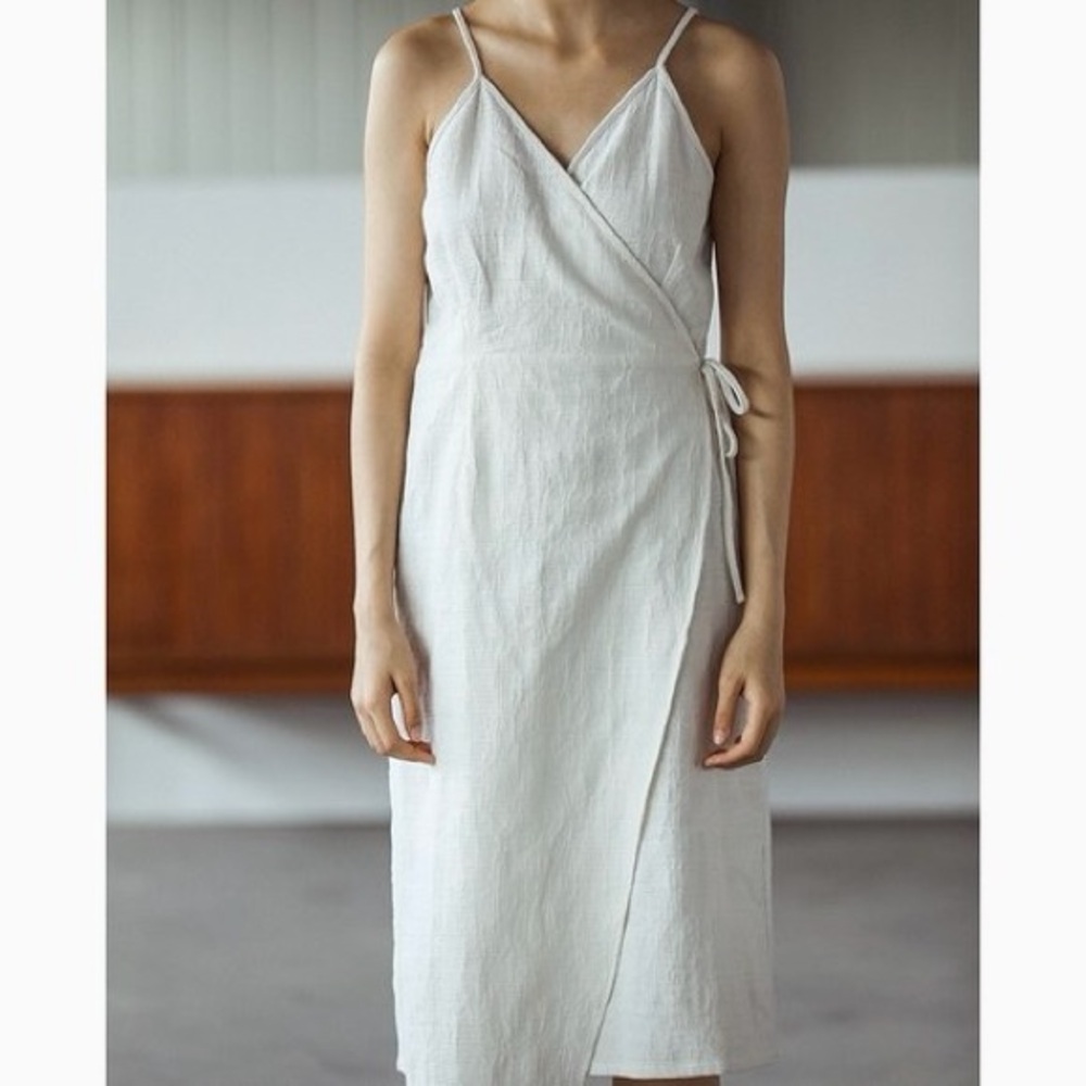 Wayf Linen Wrap Dress